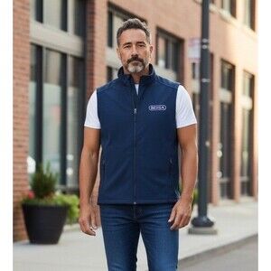 Port Authority Men's Core Soft Shell Vest Navy Blue Size Large BERSA Logo NWOT